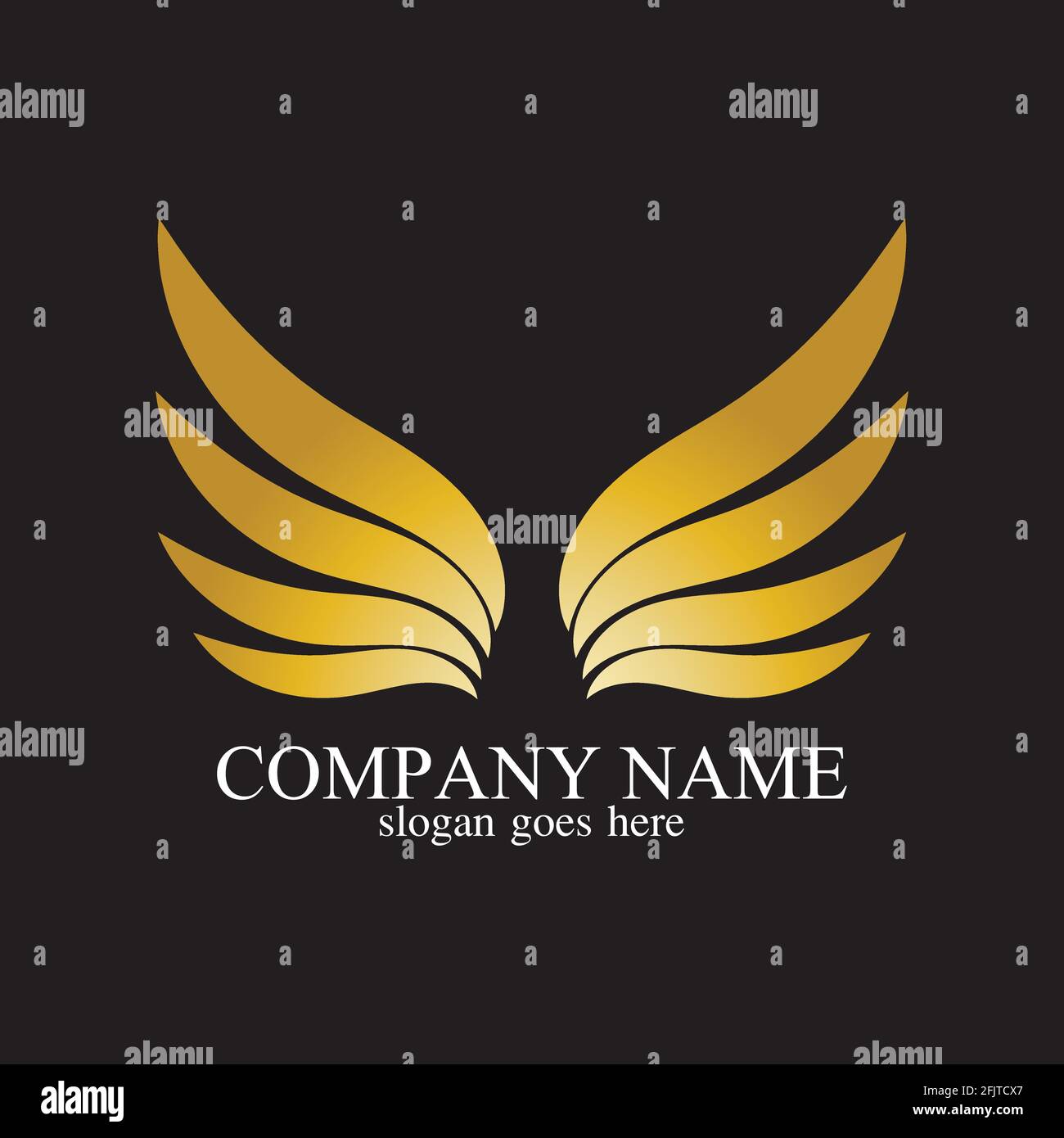 wings gold logo vector illustration templatevector Stock Vector Image