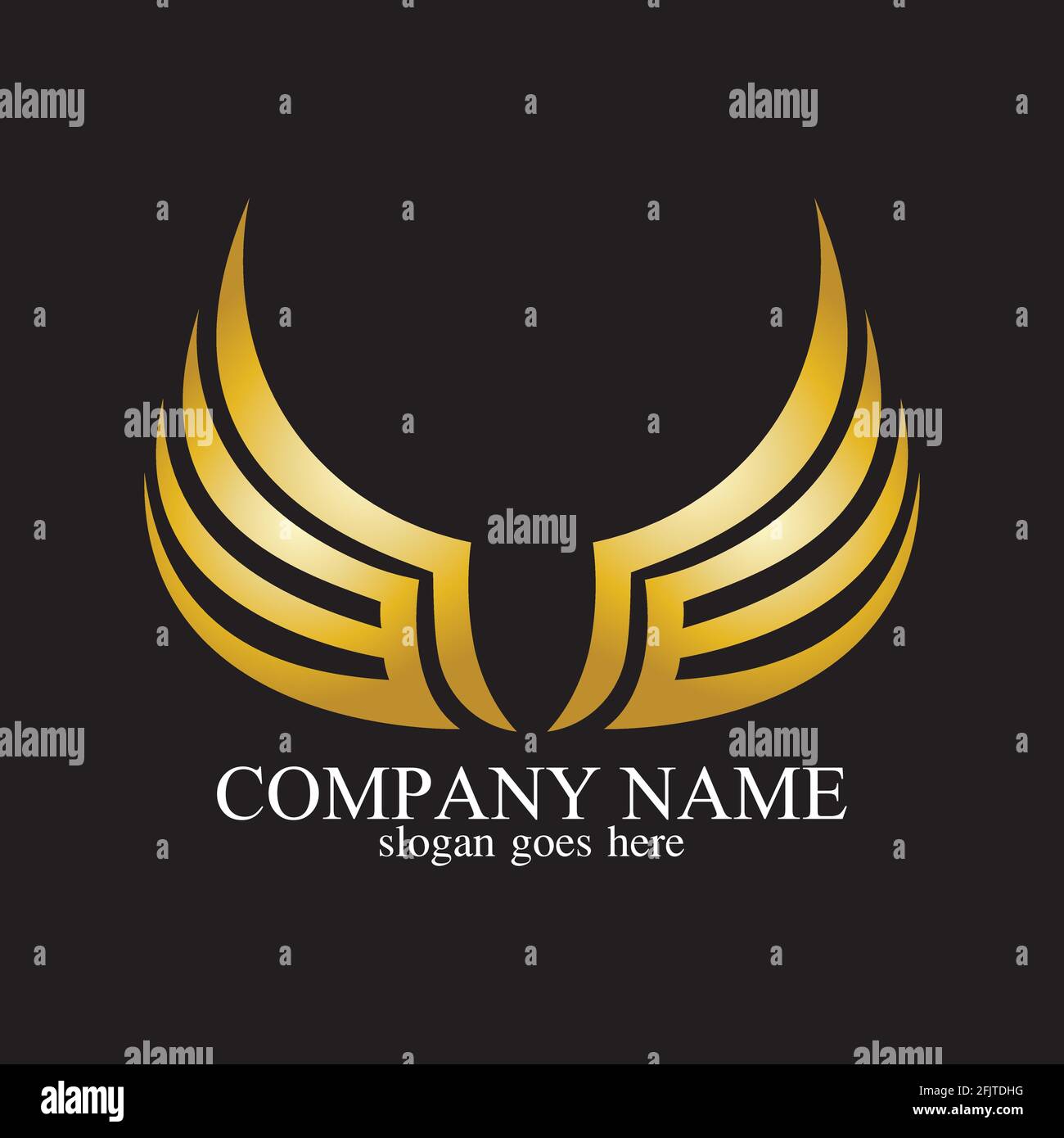 wings gold logo vector illustration templatevector Stock Vector Image