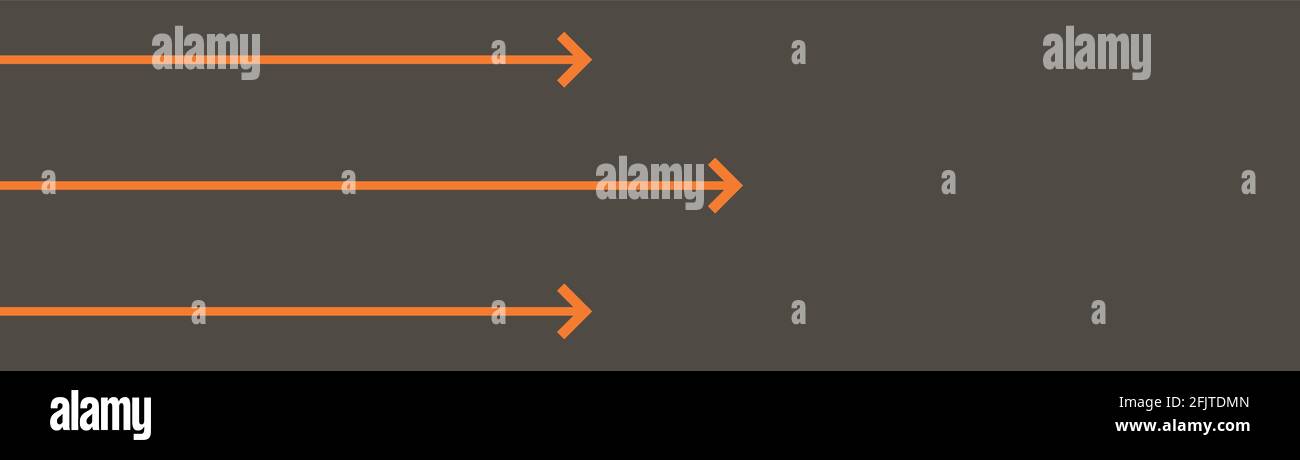 colored thin arrows pointing to the right on a gray background. direction. track. Vector background. Stock Vector