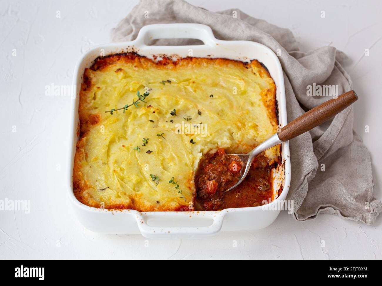 Traditional British dish Shepherd's pie casserole from above Stock