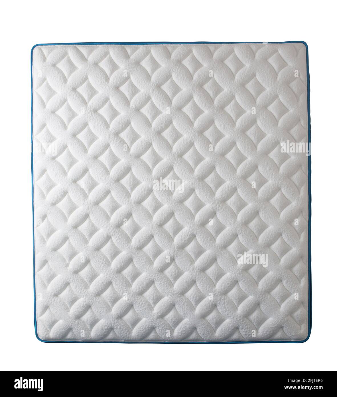 Top view of white mattress, soft and luxury mattress isolated on white background Stock Photo