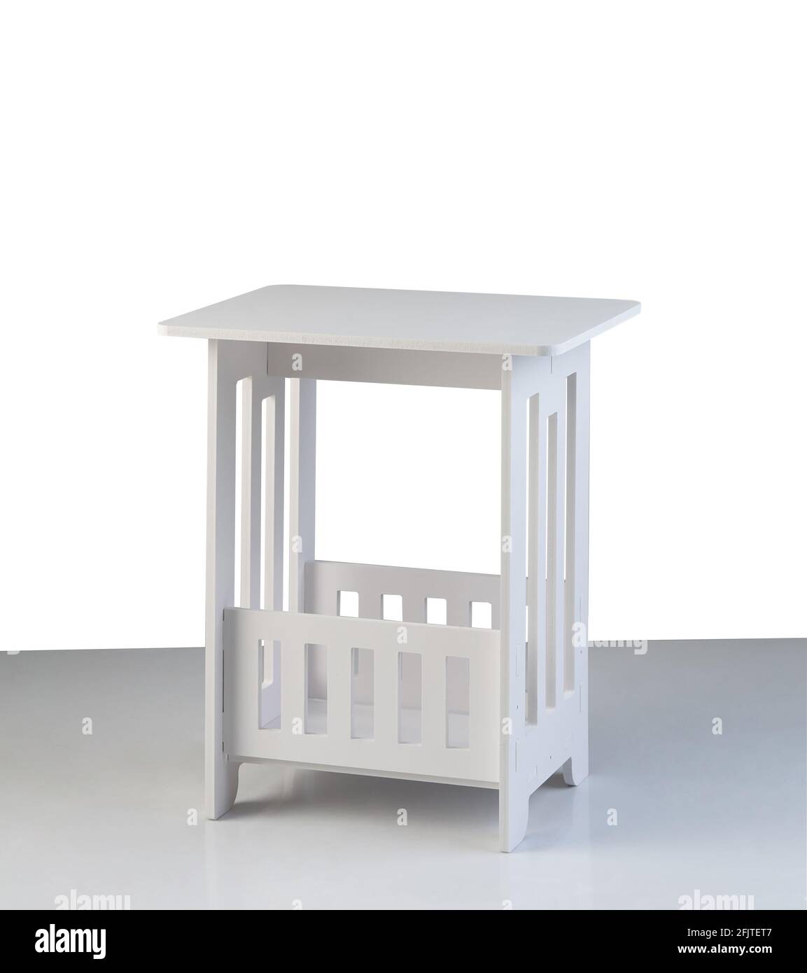 white side wooden table isolated on white background Stock Photo