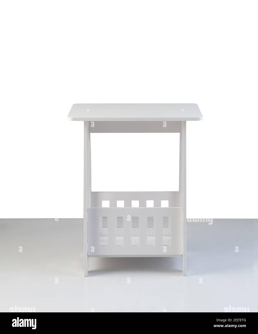 white side wooden table isolated on white background Stock Photo