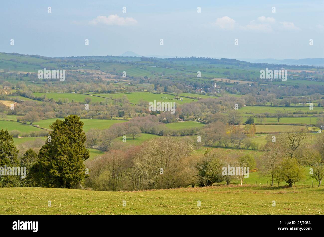 Views of Cardington village from Willstone Hill, Shropshire Stock Photo