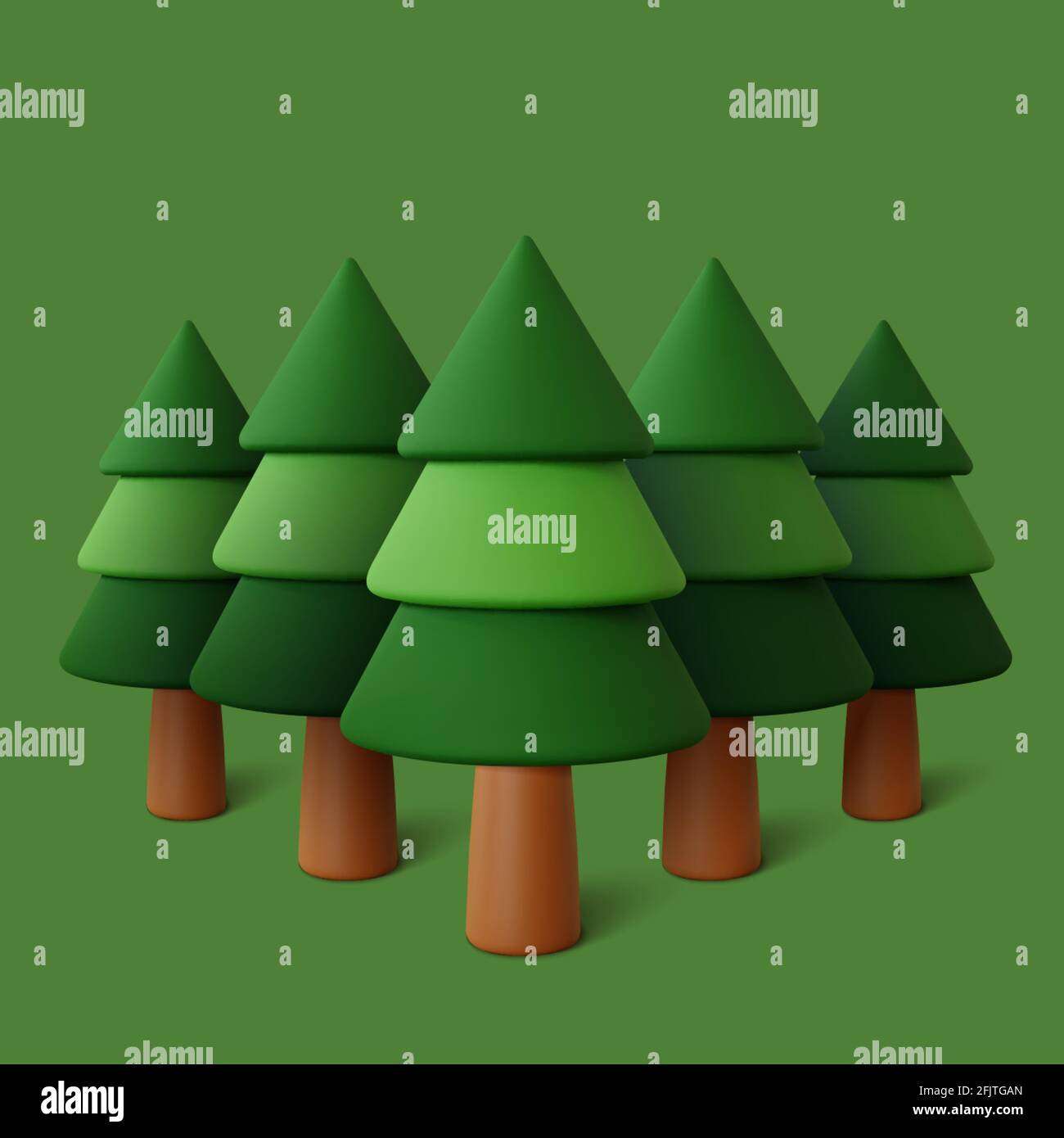 Forest set in green background. Vector illustration Stock Vector Image ...