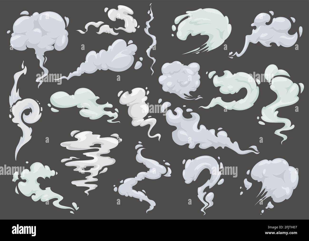 Cartoon clouds and smokes, vapor, smog and dust design effects. Vector  comic explosion smoke, car toxic gas trace or fog, burst different shapes  air t Stock Vector Image & Art - Alamy