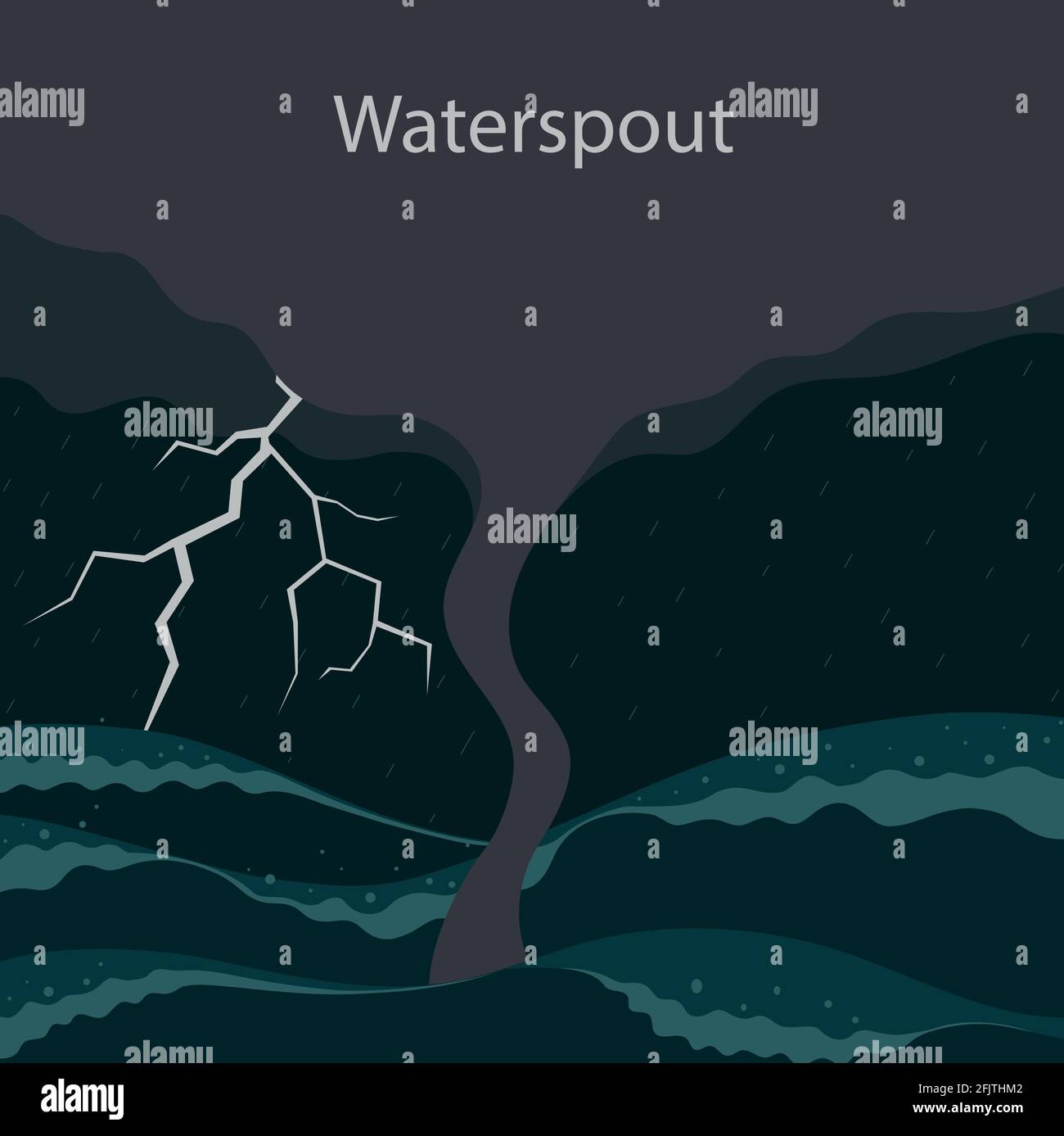 Vector illustration of a water tornado. The formation of a waterspout. Stock Vector