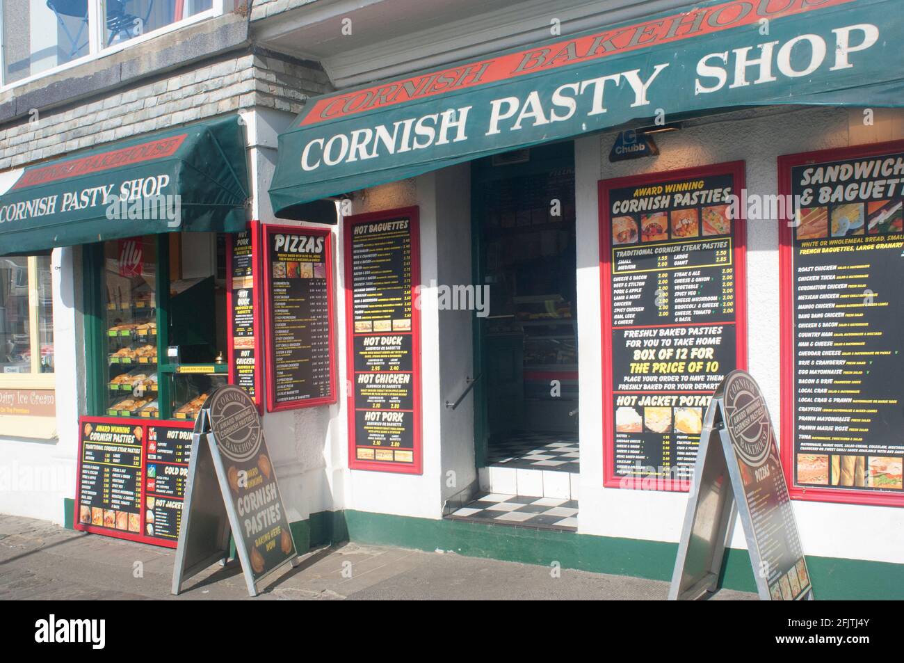 Exterior cornish pasty shop, St. Ives, Cornwall, UK - John Gollop Stock Photo