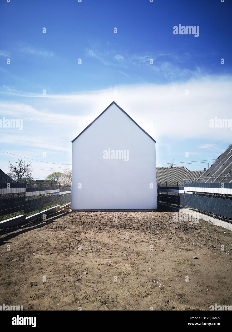 white house without windows. Empty house on the plot Stock Photo Alamy