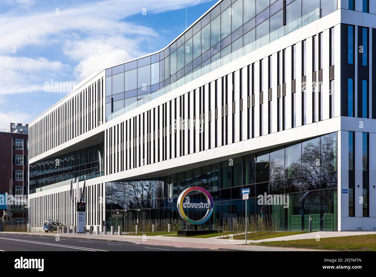 headquarters of the Covestro AG, producer of a variety of polyurethane and polycarbonate based raw materials, Chempark, Leverkusen, North Rhine-Westph Stock Photo