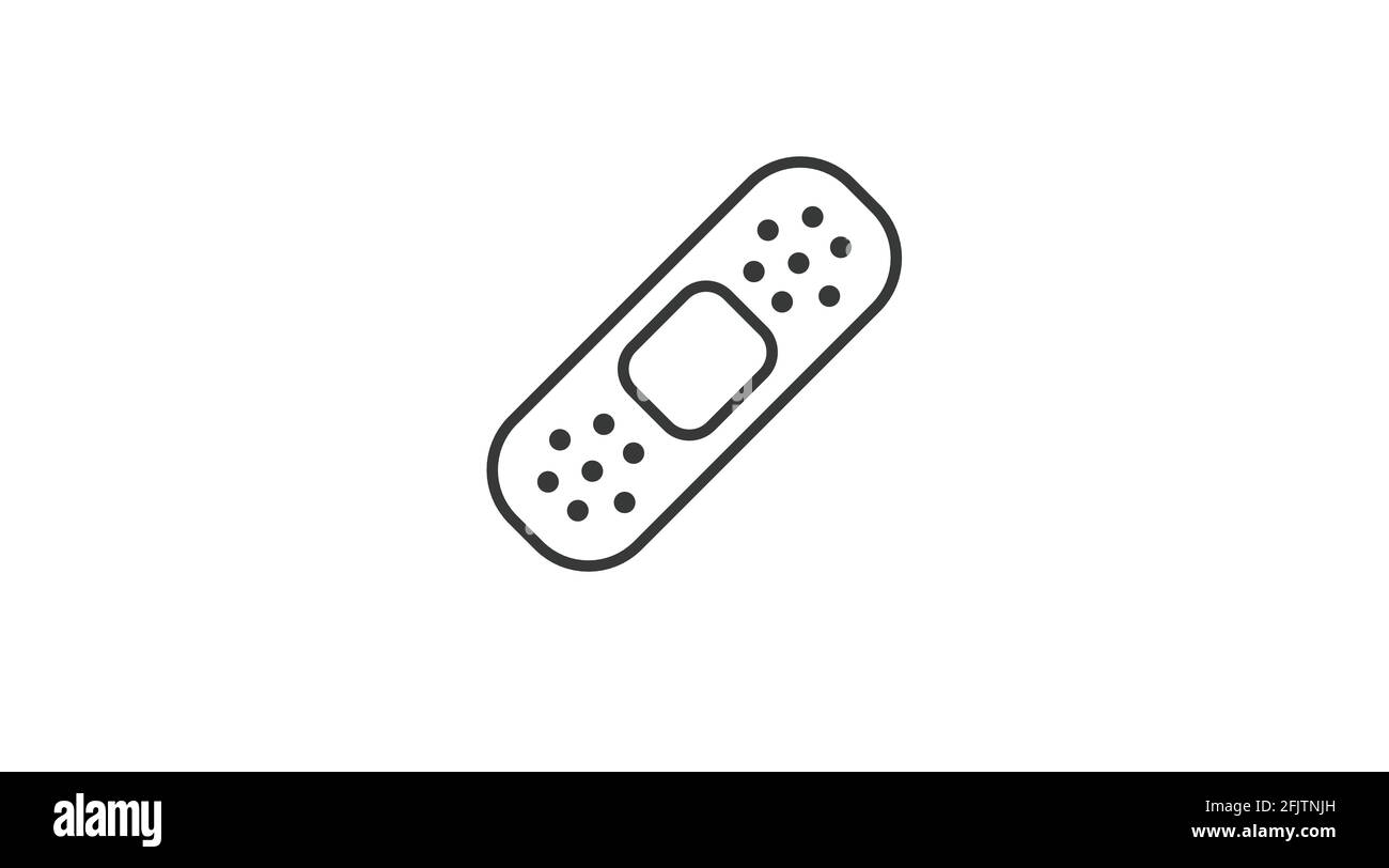 Band AId Icon. Vector black and white isolated illustration of a band