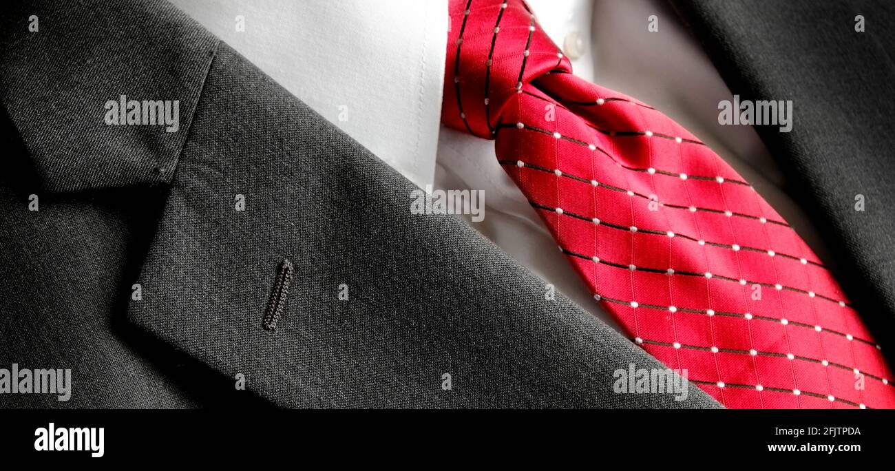 Business suit white shirt and red tie 