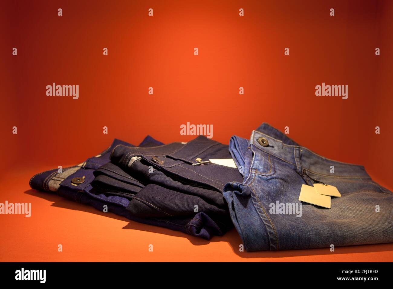 Jeans pants on window display Stock Photo Alamy