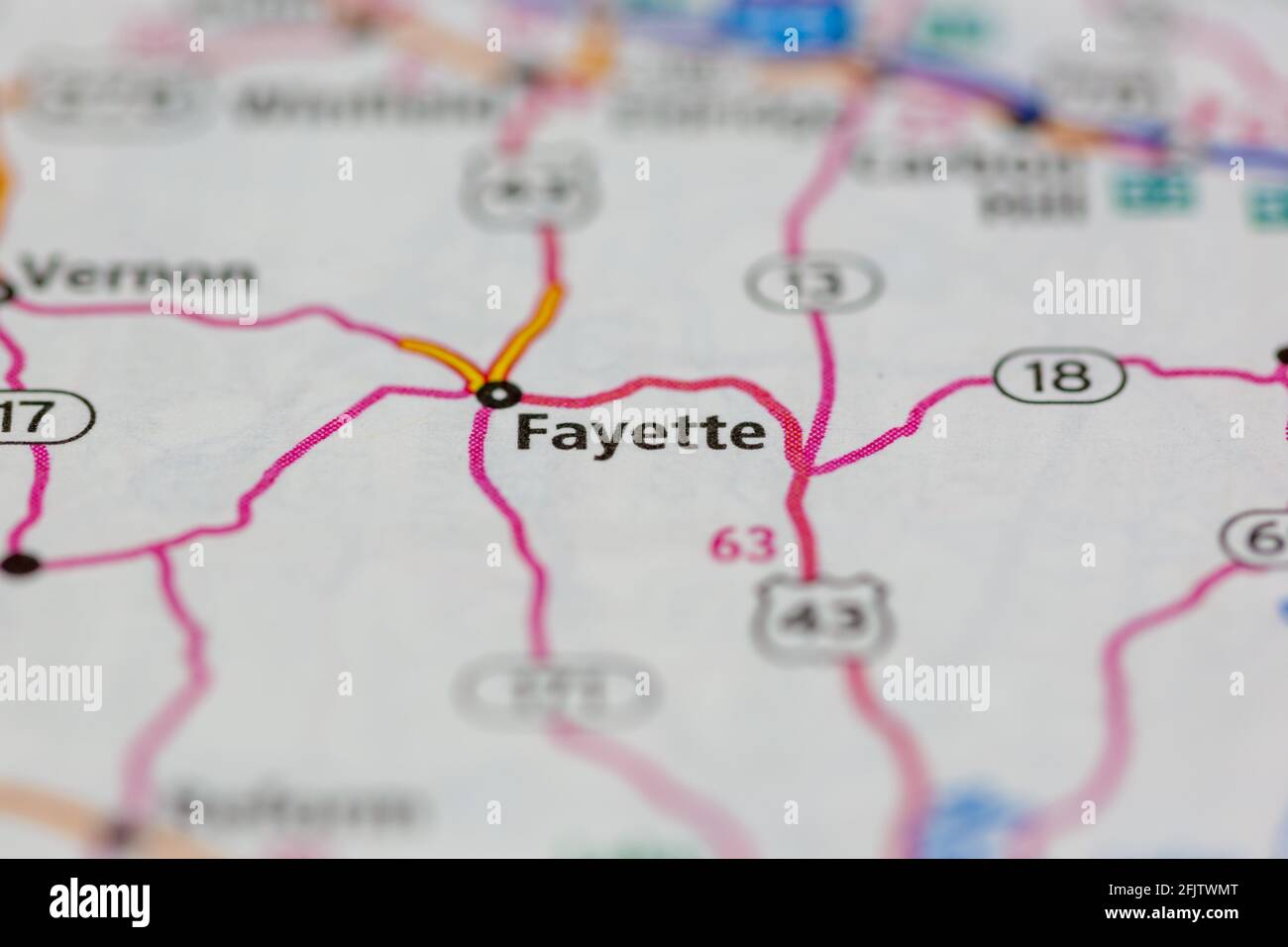 Fayette on a map hires stock photography and images Alamy