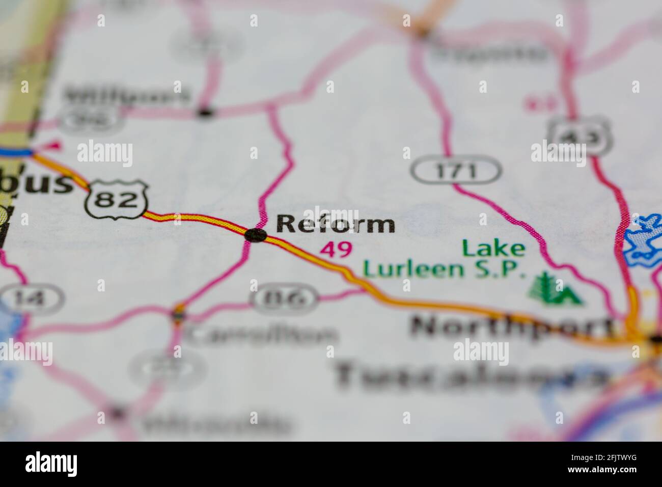 Reform Alabama USA shown on a road map or geography map Stock Photo Alamy