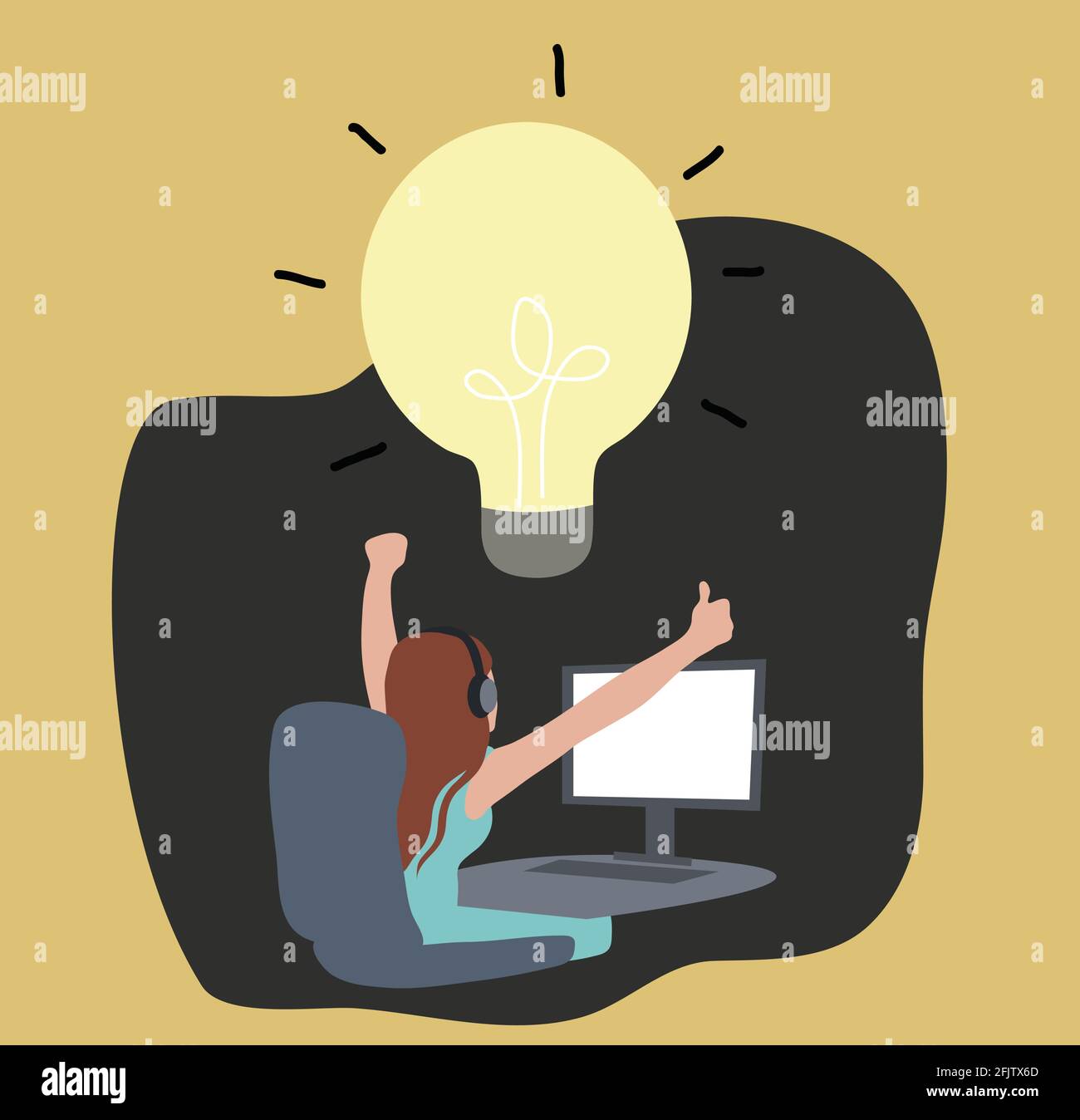 Creative woman with idea bulb vector illustration Stock Vector Image ...