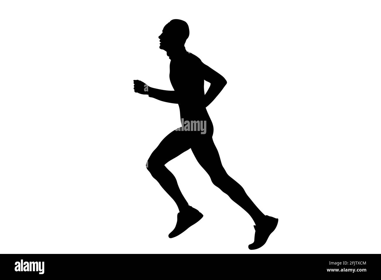 male athlete runner run side view black silhouette Stock Photo