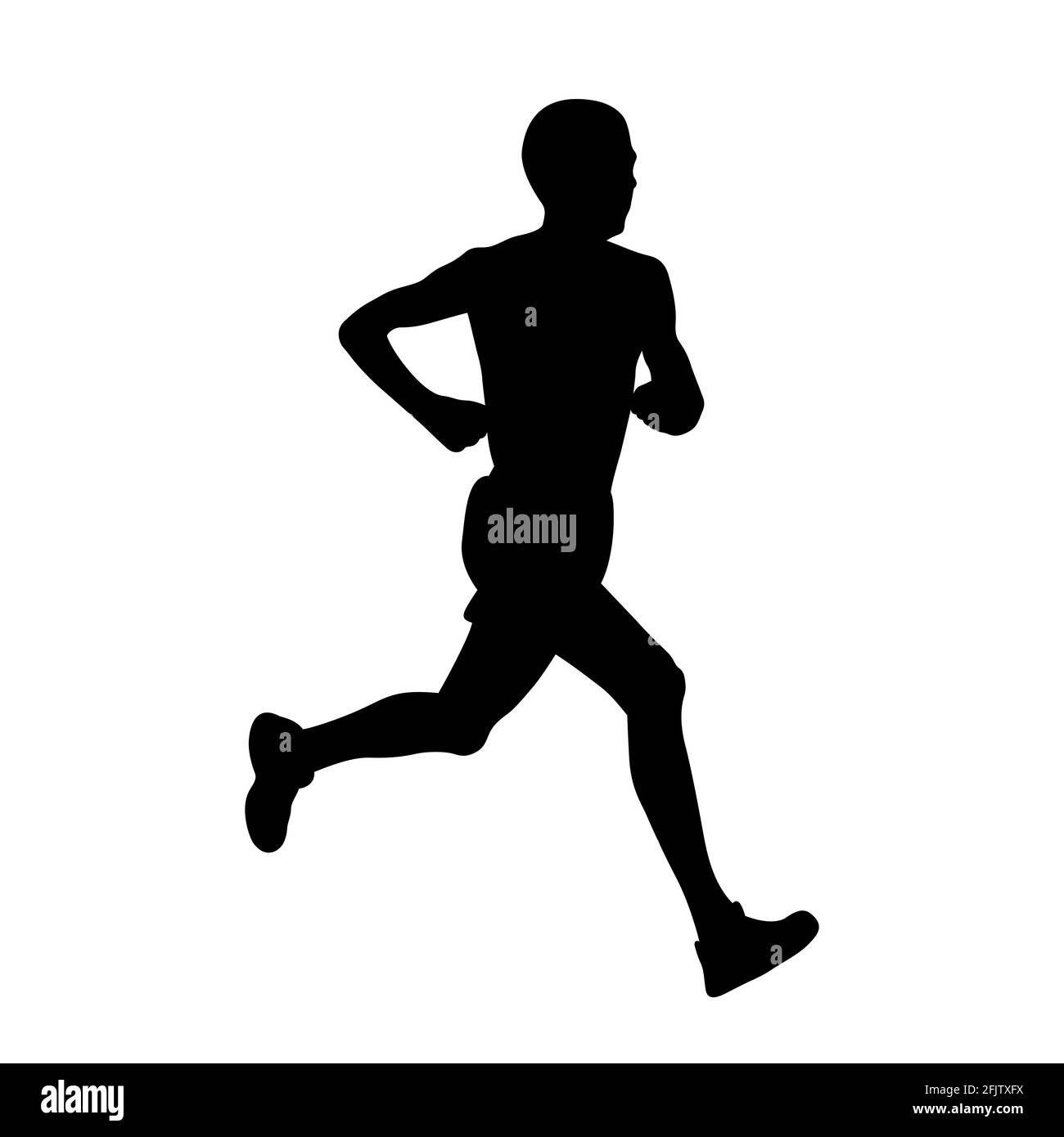 male athlete runner run black silhouette on white background Stock ...