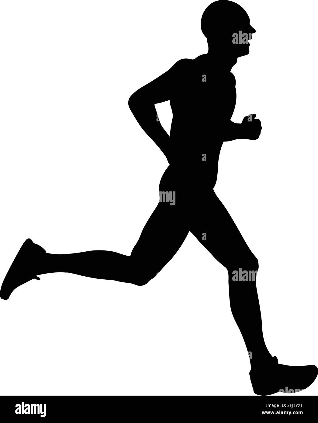 male runner athlete in hat running black silhouette Stock Vector