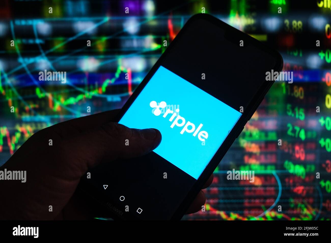 Touch Ripple Video Stock In this photo illustration a Ripple logo seen displayed on a smartphone ...