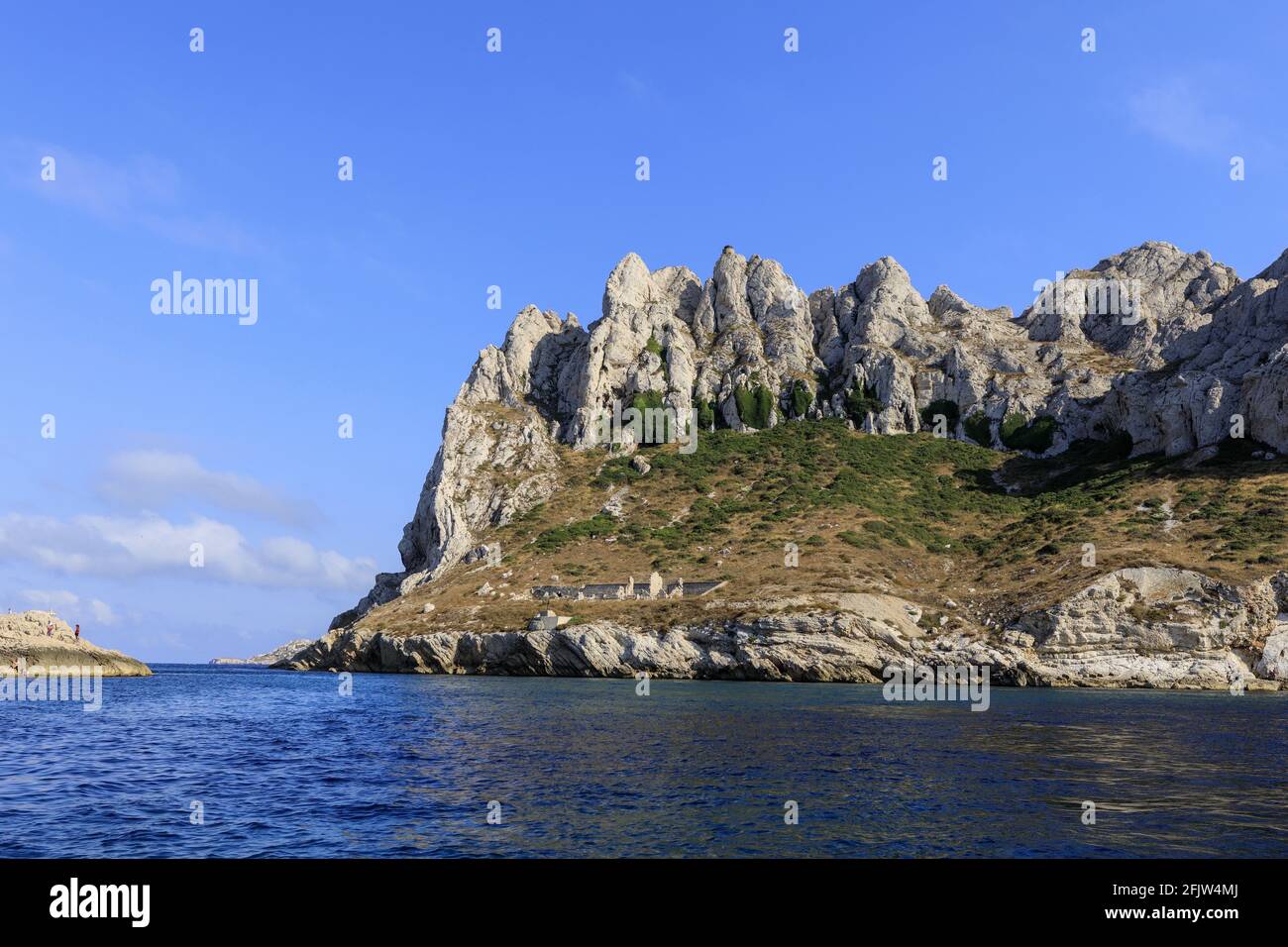 France, Bouches du Rhone, Calanques National Park, Marseille, 8th arrondissement, Goudes district, Cap Croisette, Baie des Singes, Ile Maire Stock Photo