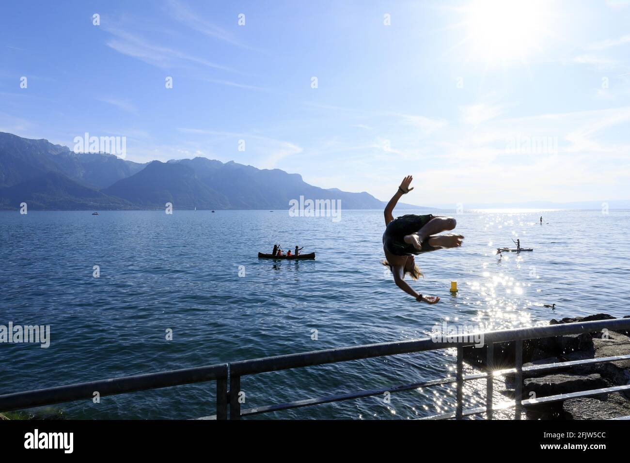 Switzerland, Canton of Vaud, La Tour de Peliz, Lake Leman Stock Photo