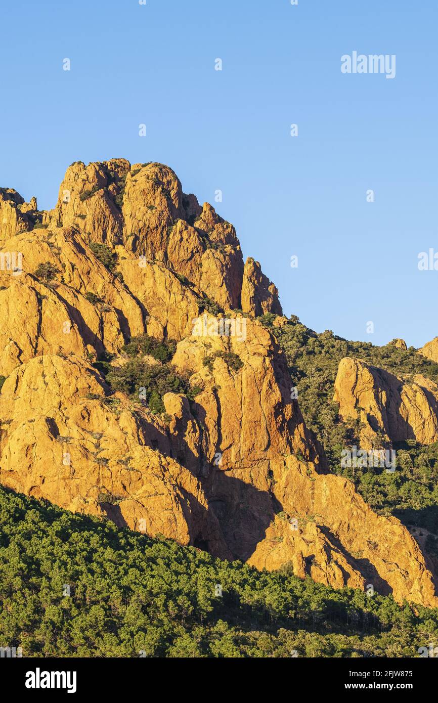 France, Var, Saint-Raphael, Esterel massif, Pic du Cap Roux (alt : 453m ...