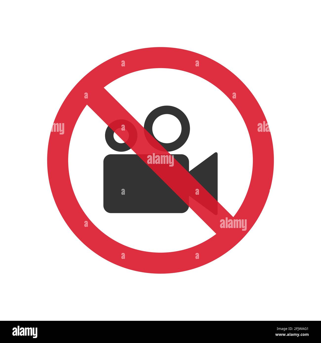 No video cameras sign. No recording red prohibition symbol. Vector
