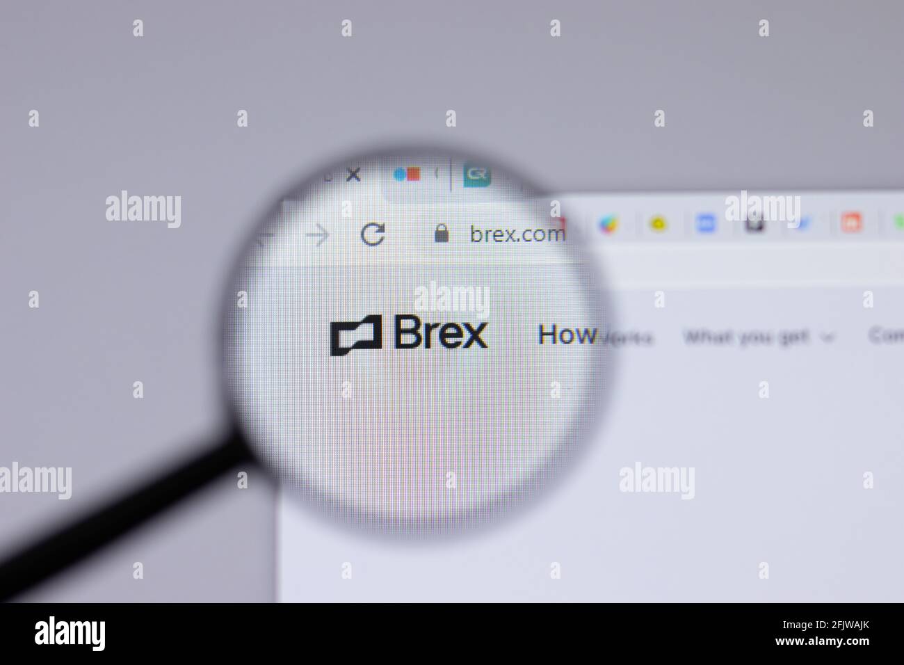 New York, USA - 26 April 2021: Brex logo close-up on website page, Illustrative Editorial Stock Photo