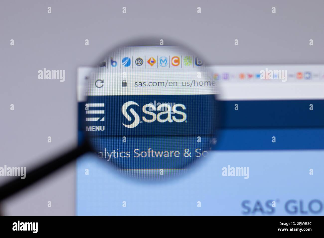 New York, USA 26 April 2021 SAS Institute logo closeup on website