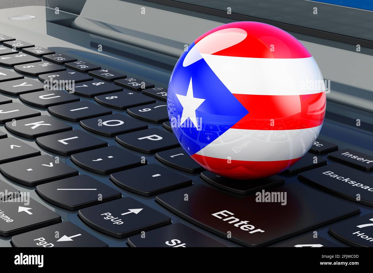 Puerto Rican flag on laptop keyboard. Online business, e-education, shopping  in Puerto Rico concept. 3D rendering Stock Photo - Alamy
