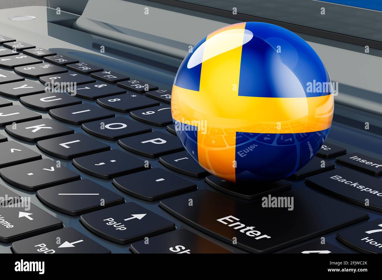 Swedish flag on laptop keyboard. Online business, e-education, shopping in  Sweden concept. 3D rendering Stock Photo - Alamy