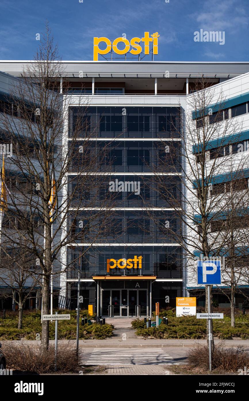Posti Group Corporation entrance in Pohjois-Pasila district of Helsinki, Finland Stock Photo