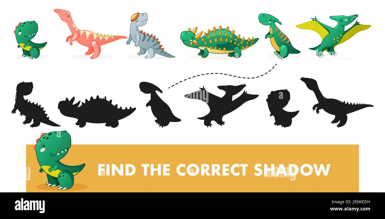 Find the correct shadow. Educational game for children. Vector