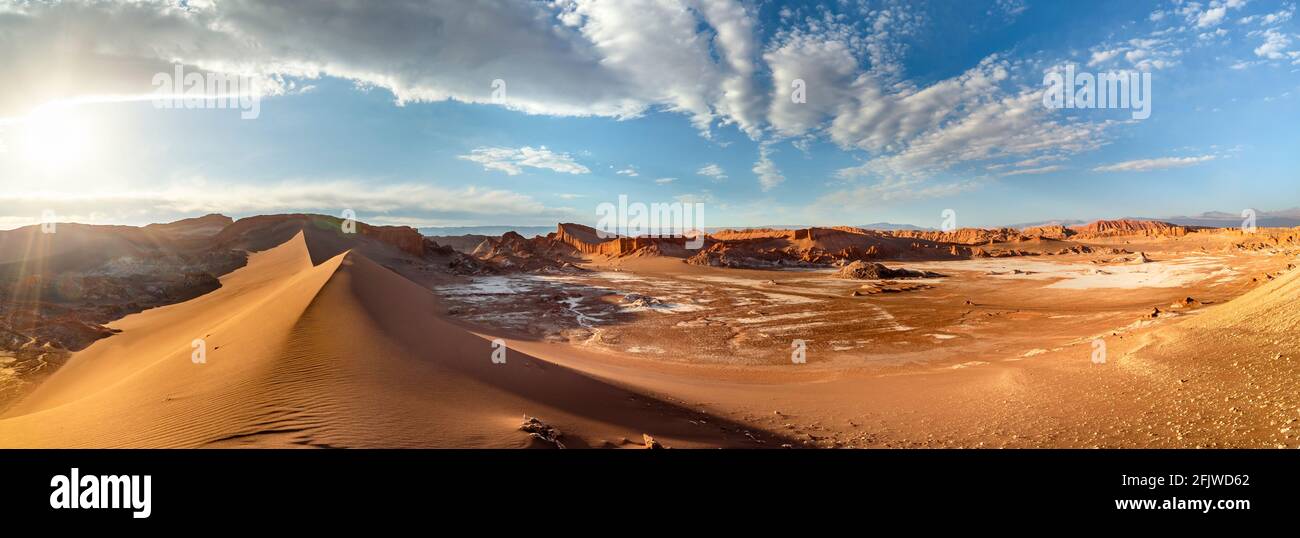 Moon Valley, Valle de la Luna, at sunset, in Atacama desert, Chile, South America Stock Photo