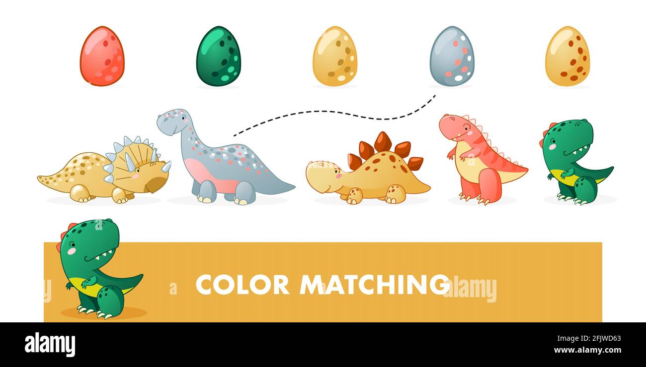 Kids educational game with dino. Cute dinosaur cartoon vector illustration  Stock Vector Image & Art - Alamy