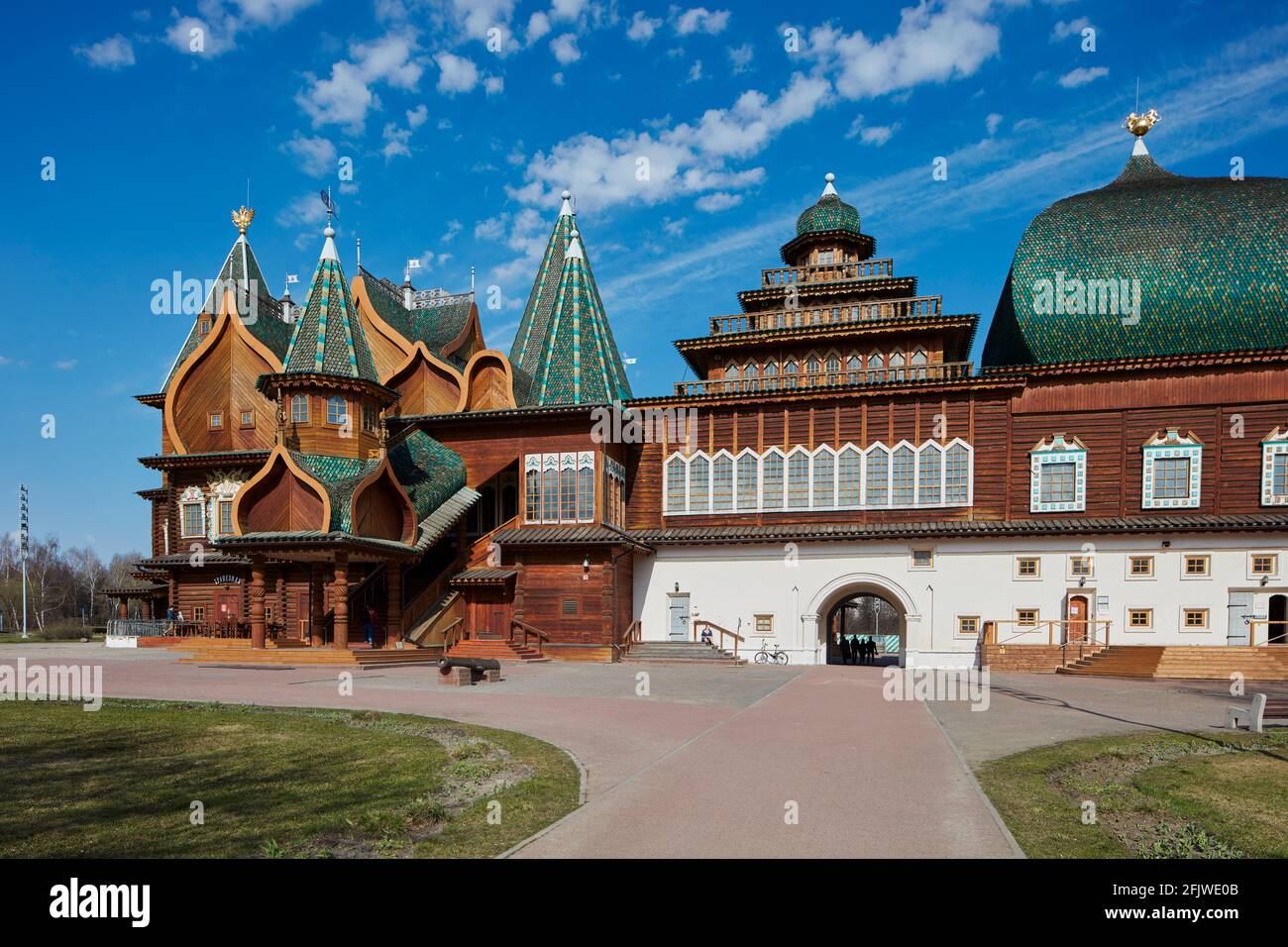 The Wooden Palace of Tsar Alexei Mikhailovich in Kolomenskoye, Moscow, Russia. Stock Photo