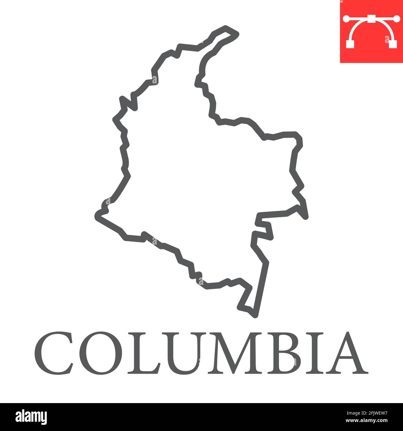 Map of Colombia line icon Stock Vector