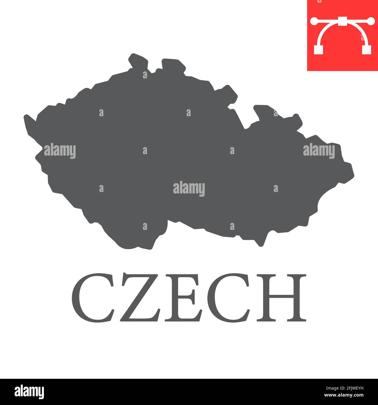 Map of Czech Republic glyph icon Stock Vector