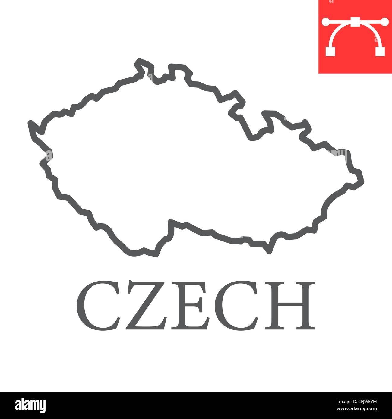Map of Czech Republic line icon Stock Vector