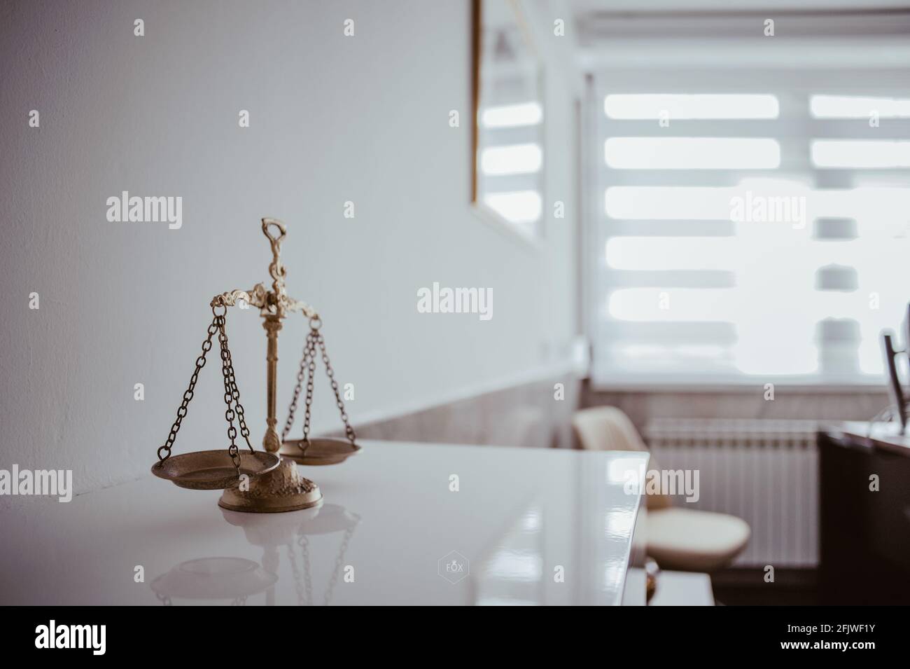 Vintage balance scales in the modern style room Stock Photo - Alamy
