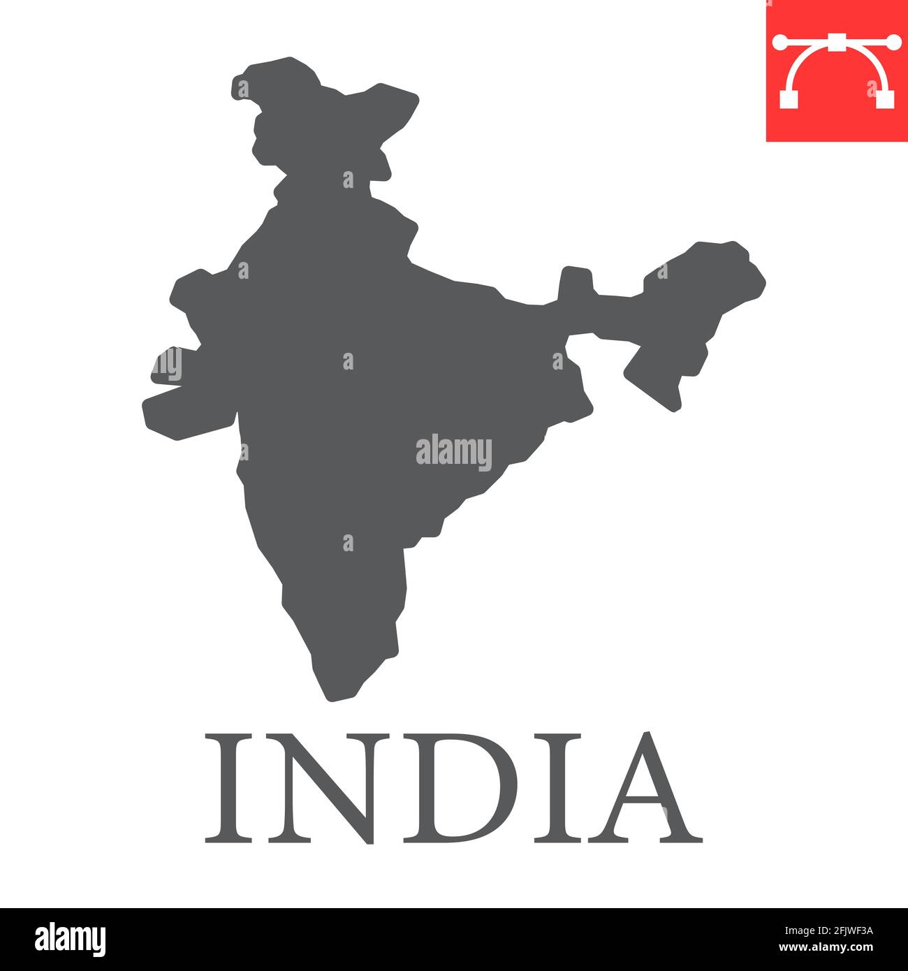 Map of India glyph icon Stock Vector