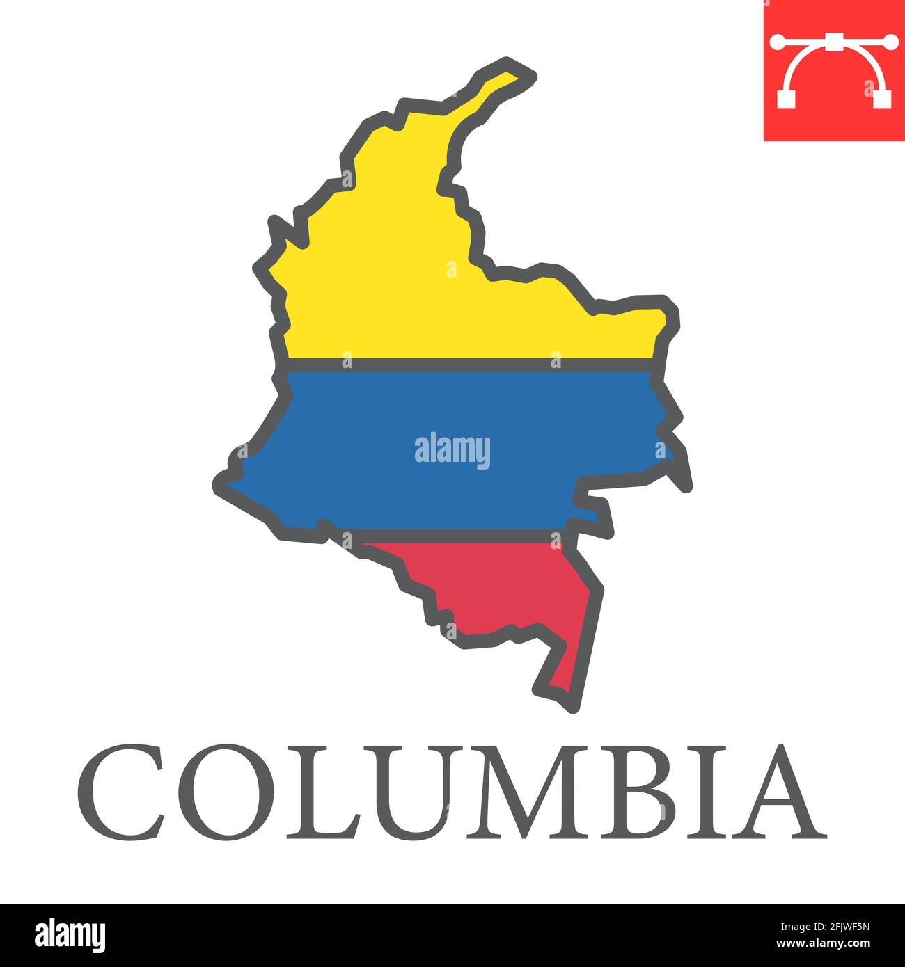 Map Of Colombia Flag Color Line Icon Stock Vector Image And Art Alamy