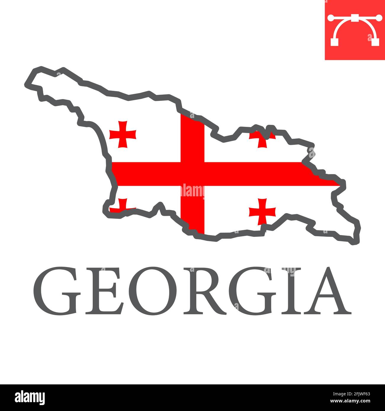 Map of Georgia flag color line icon Stock Vector