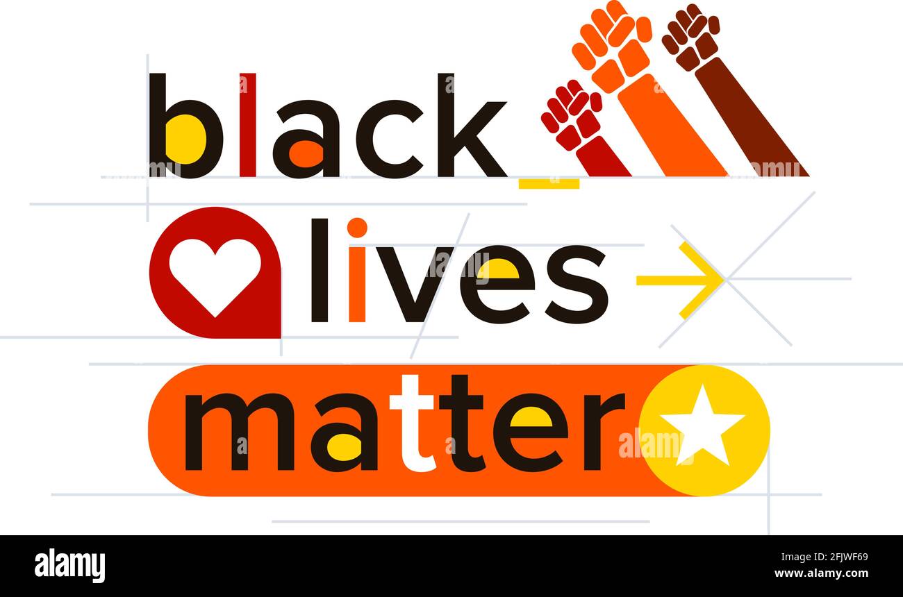 Black lives matter typography colorful lettering Stock Vector