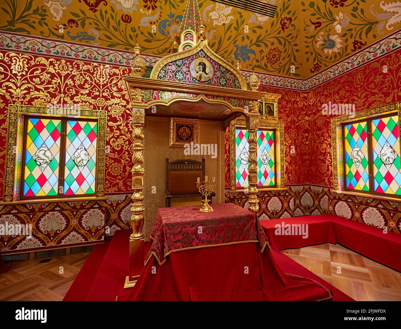 Tsar's seat in the dining hall in the Wooden Palace of Tsar Alexei