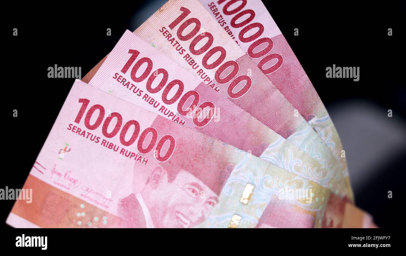 Indonesia currency IDR, Rupiah, One hundred thousand rupiah Stock Photo
