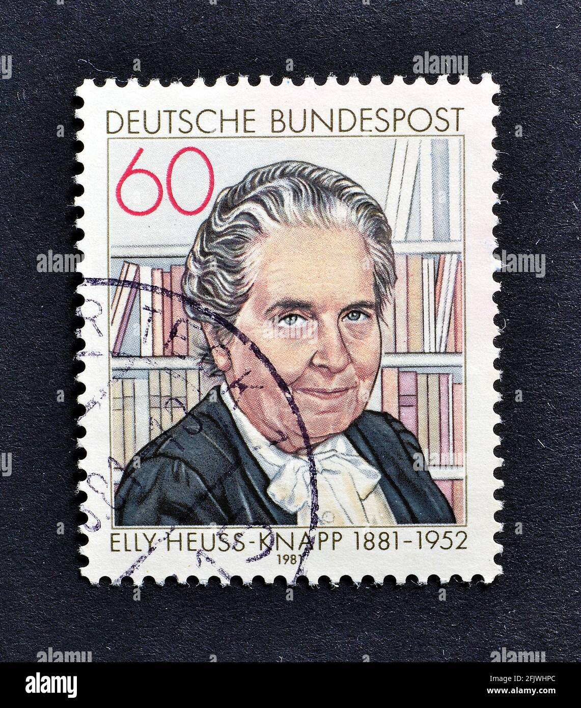 Cancelled postage stamp printed by Germany, that shows German politician Elly Heuss-Knapp (1881-1952), circa 1981. Stock Photo