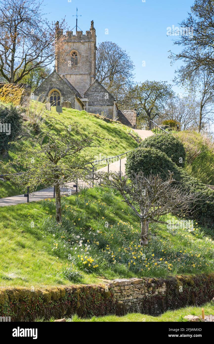 St Oswald's church in the Cotswold village of Compton Abdale in