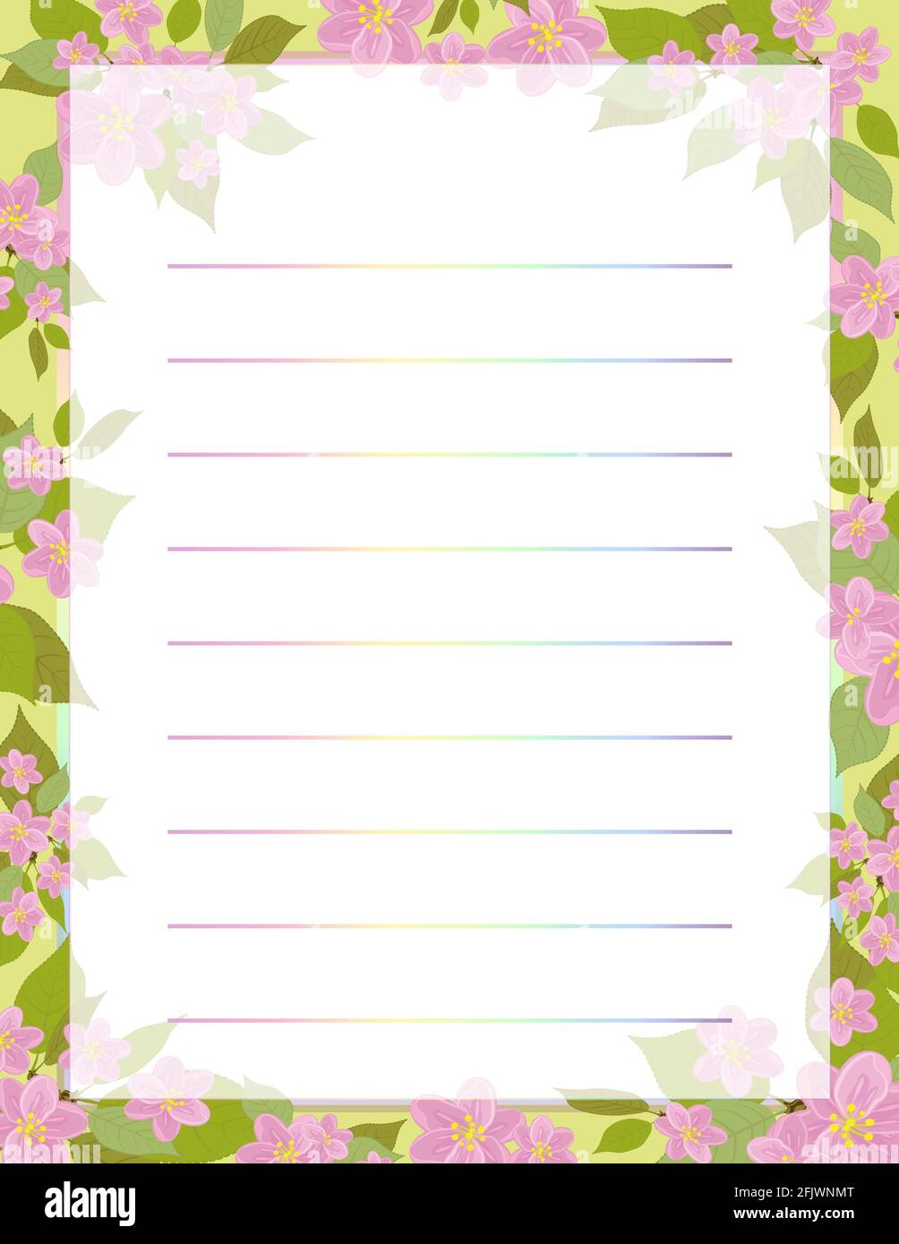 Lined Letter Paper JW. Letterhead with a beautiful design frame